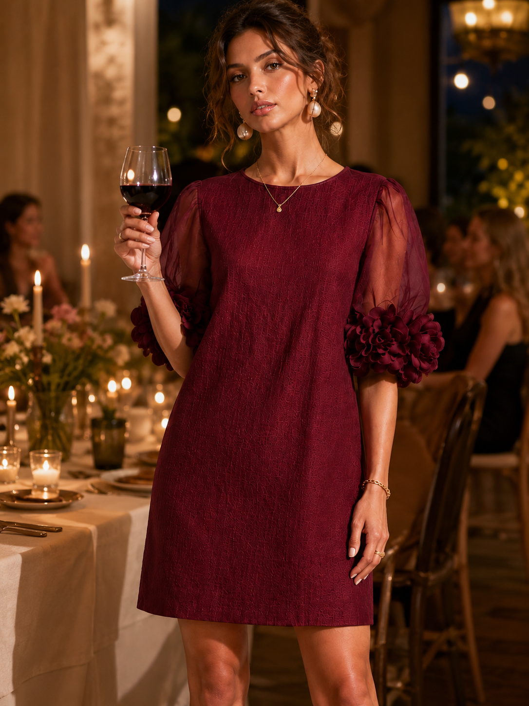Louisa™ | Elegant Floral Detail Dress