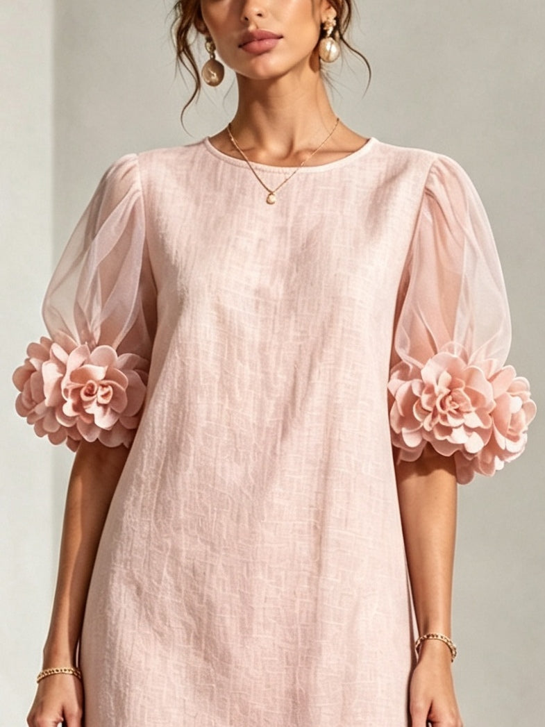 Penelope™ | Floral-Cuff Puff-Sleeve Dress