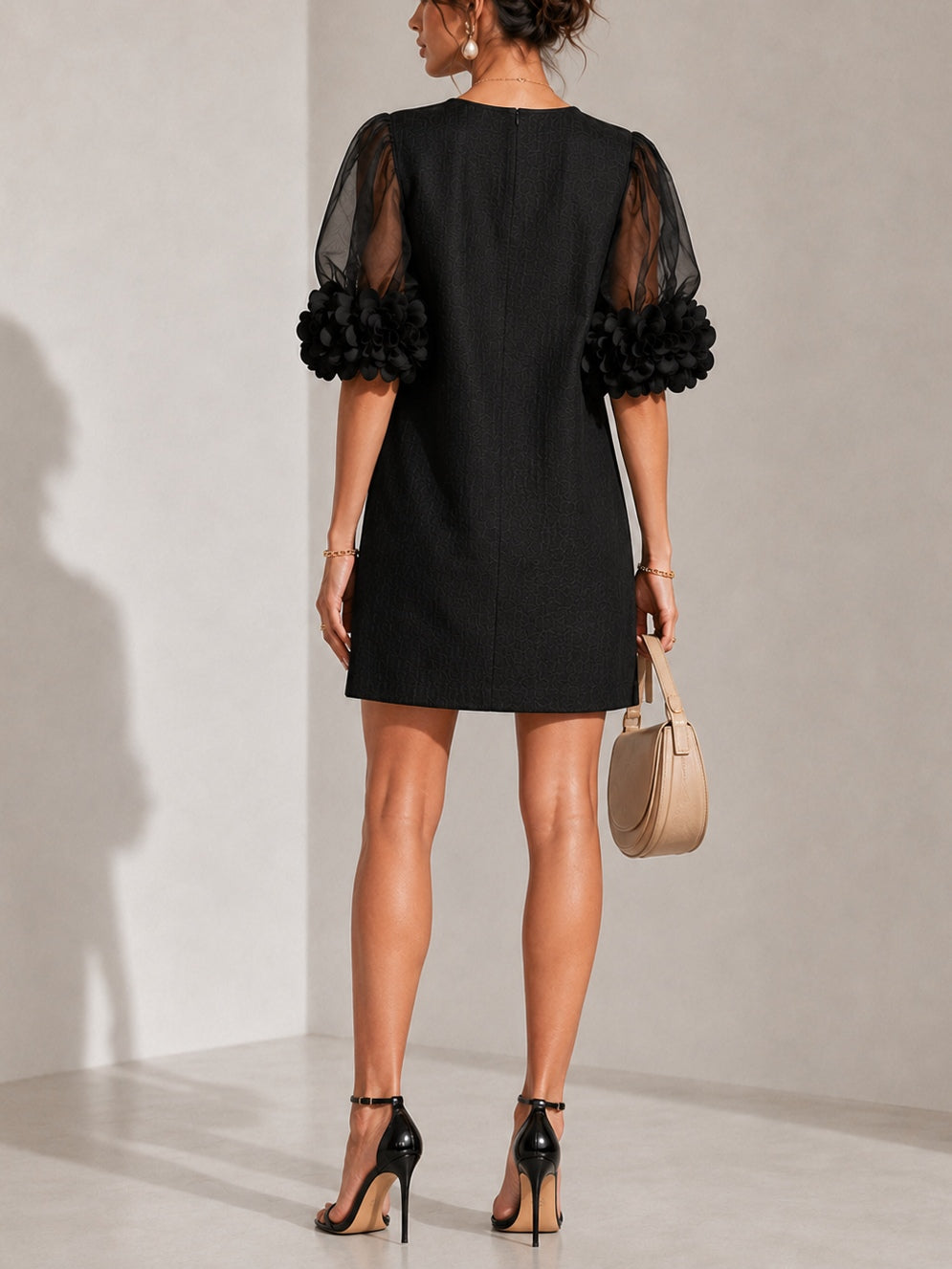 Josephine™ | Floral-Cuff Puff-Sleeve Dress