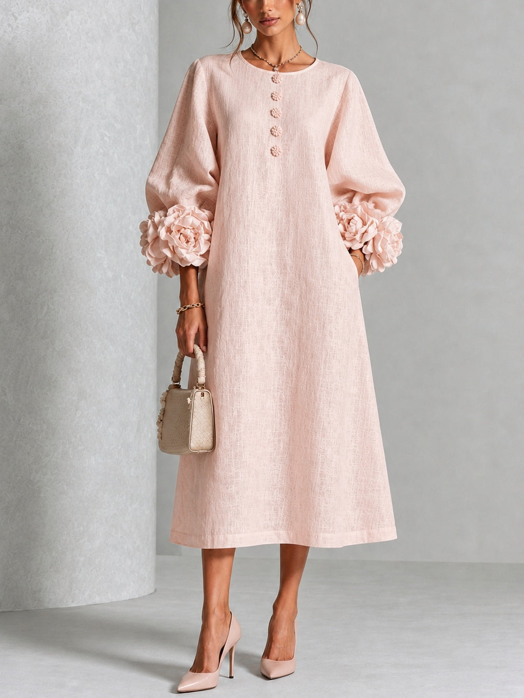 Victoria™ | Elegant Floral Detail Dress