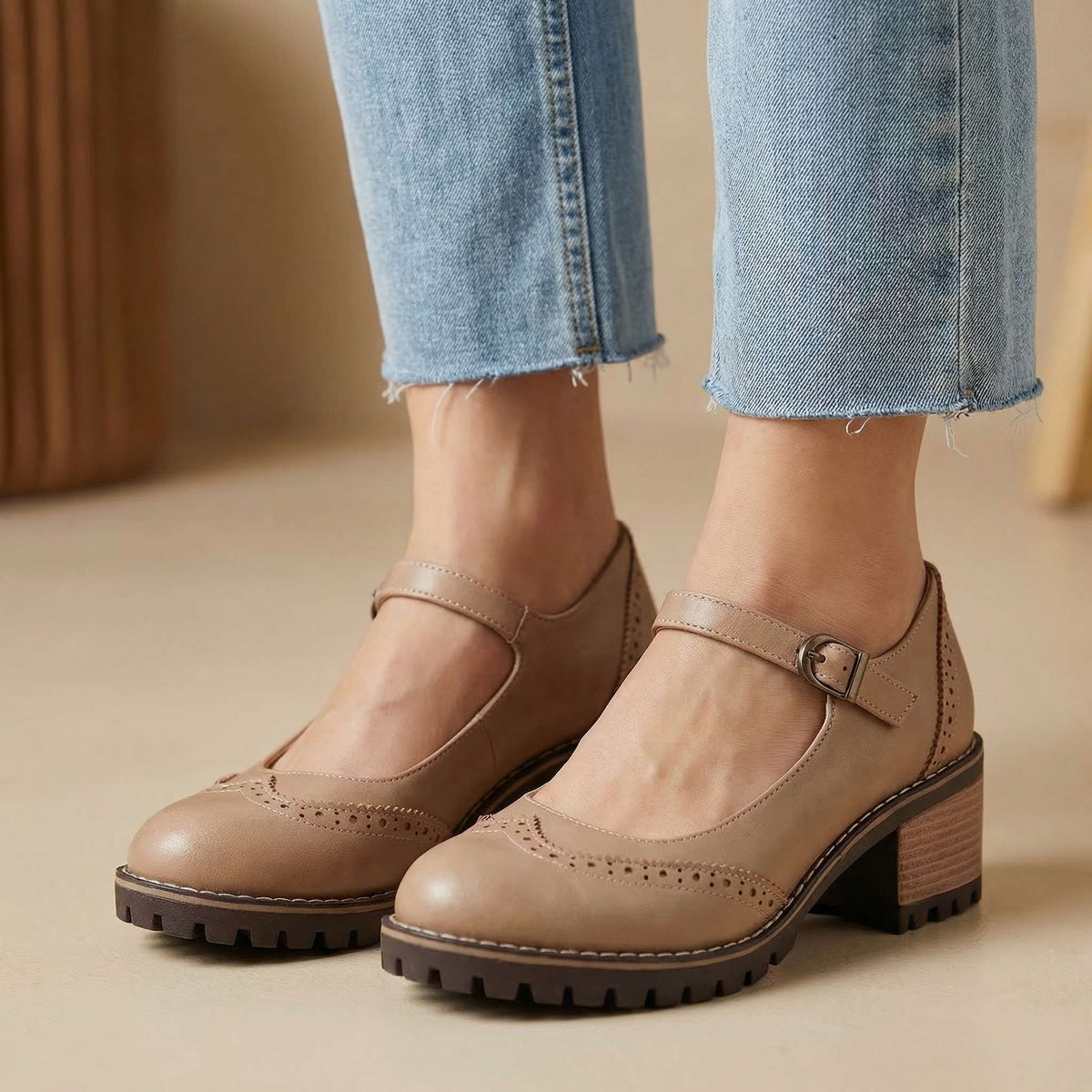 Eleanor™ | Classic Brogue Block Heels