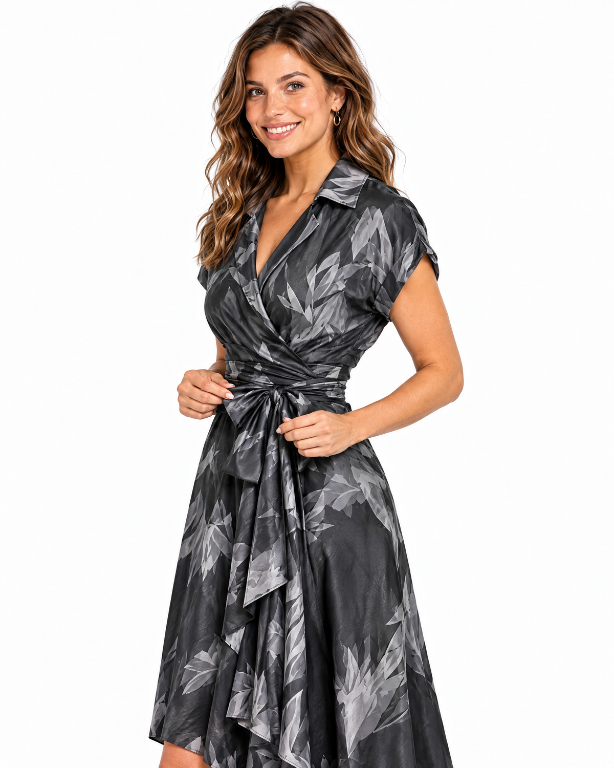 Florence | Abstract Wrap Midi Dress