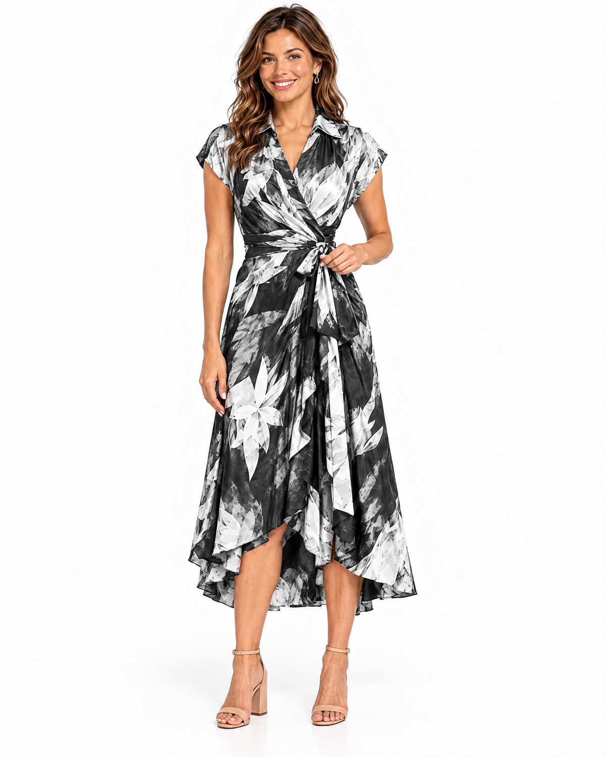 Florence | Abstract Wrap Midi Dress