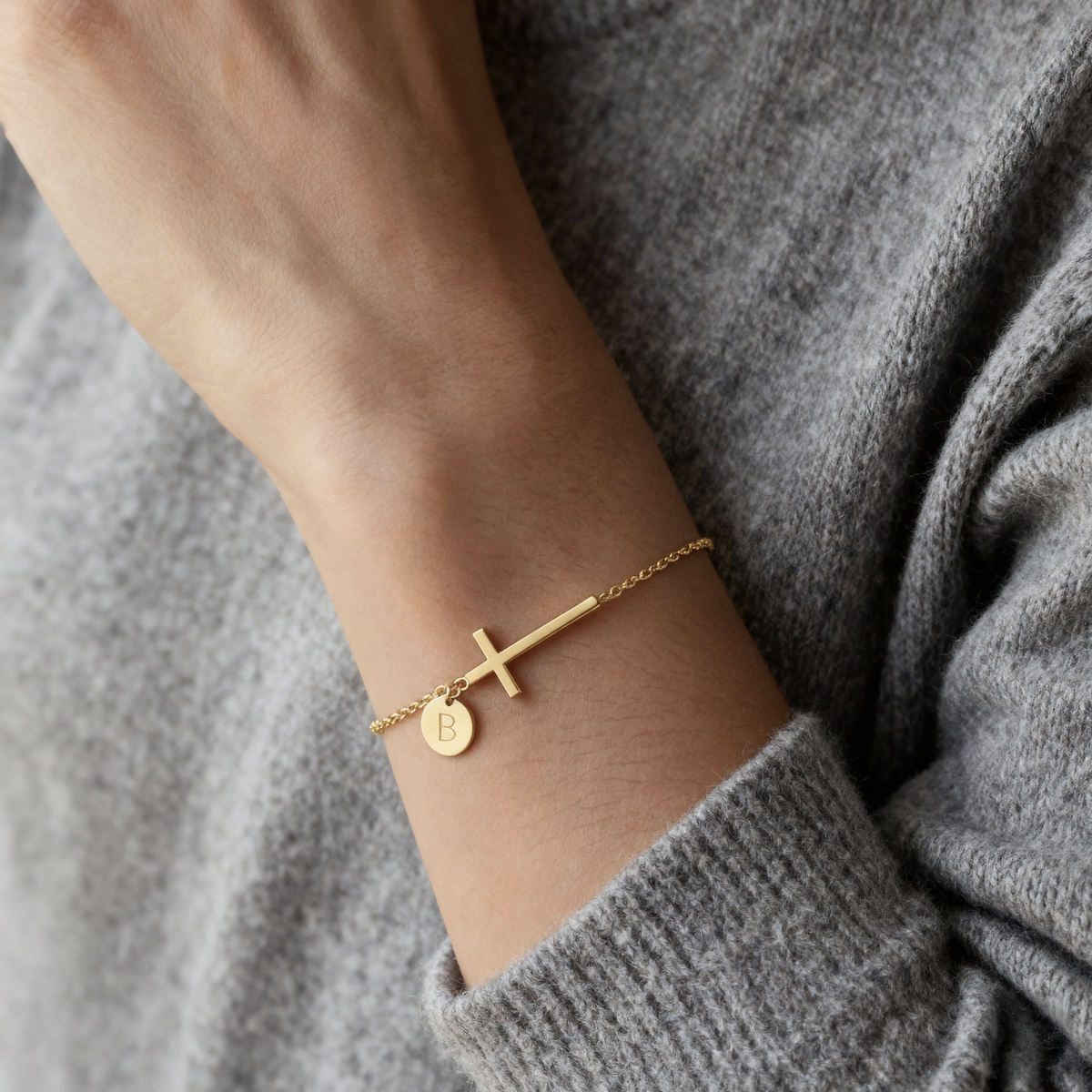 Canterbury Cross Initial Bracelet
