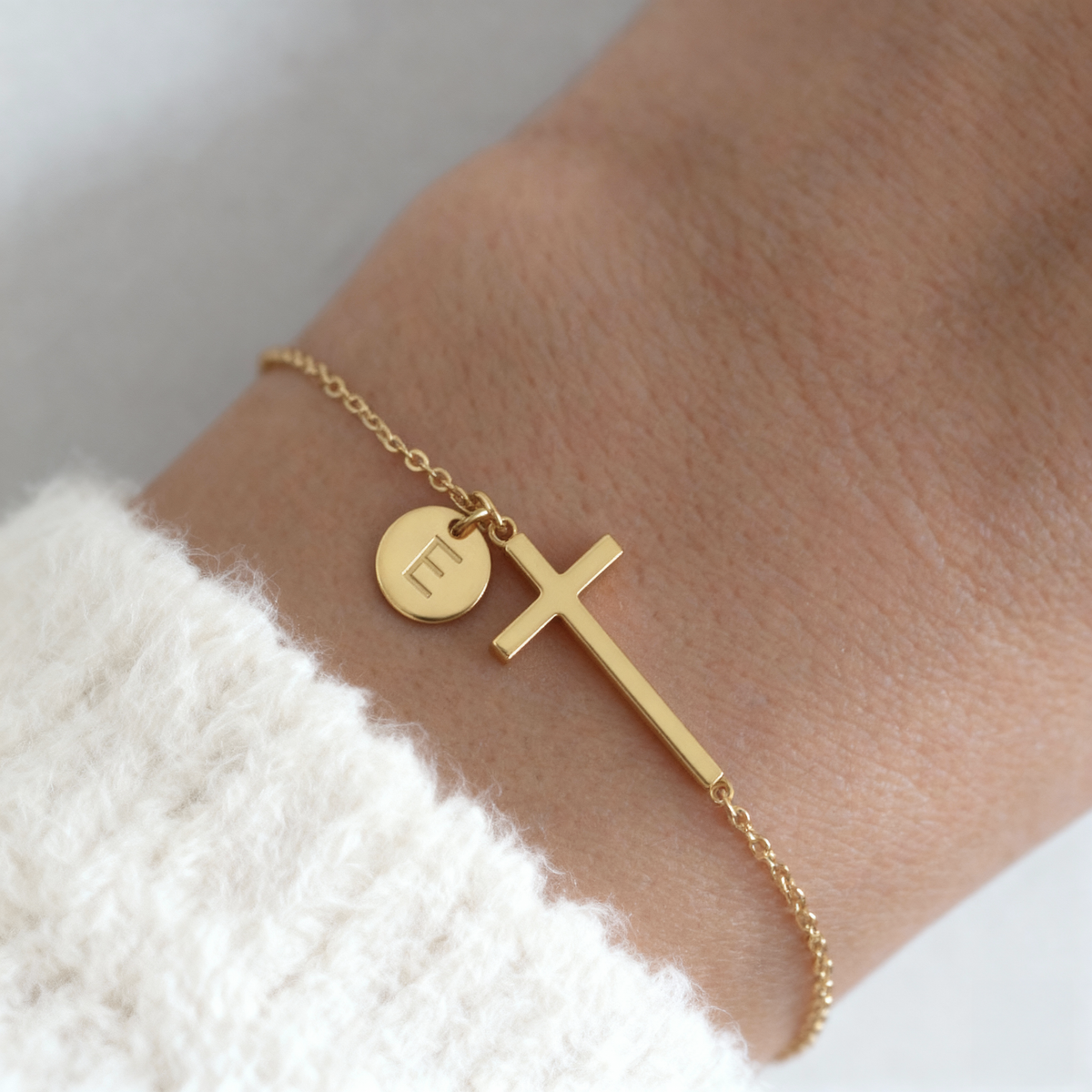 Canterbury Cross Initial Bracelet