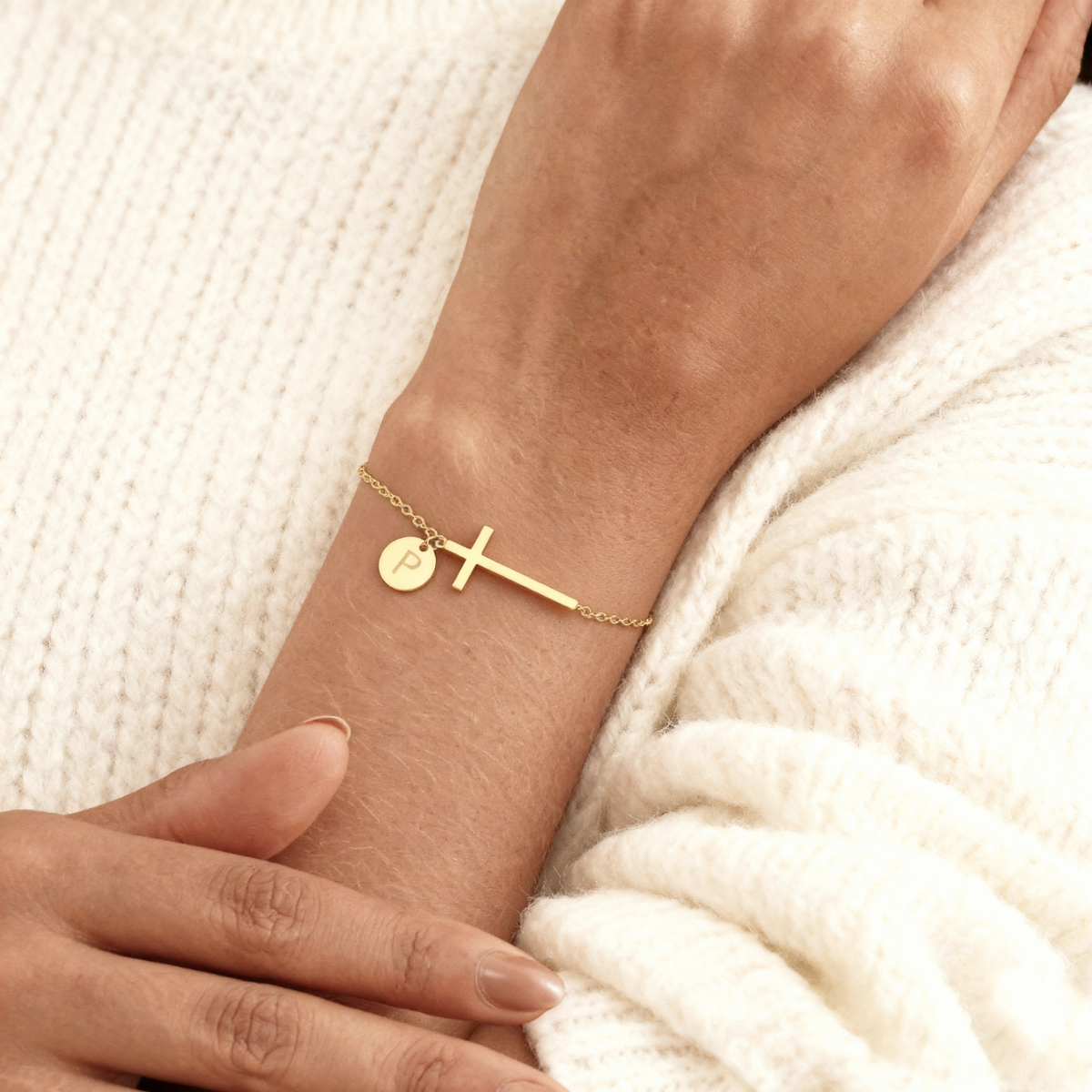 Canterbury Cross Initial Bracelet