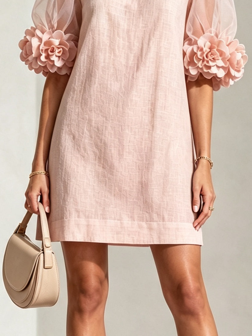 Penelope™ | Floral-Cuff Puff-Sleeve Dress
