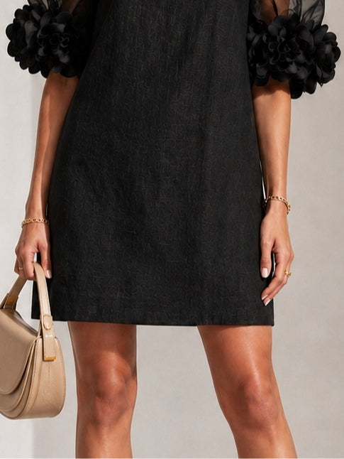 Josephine™ | Floral-Cuff Puff-Sleeve Dress
