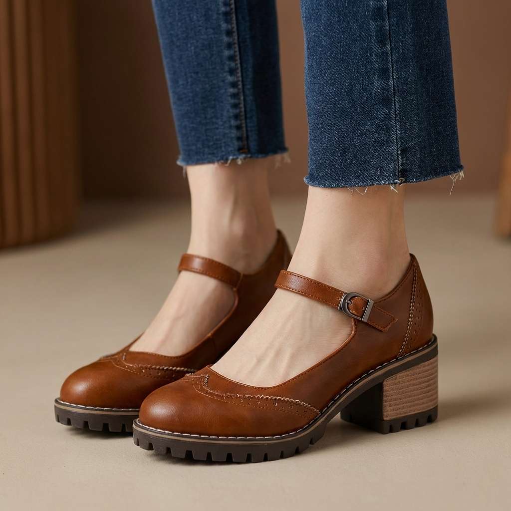 Eleanor™ | Classic Brogue Block Heels