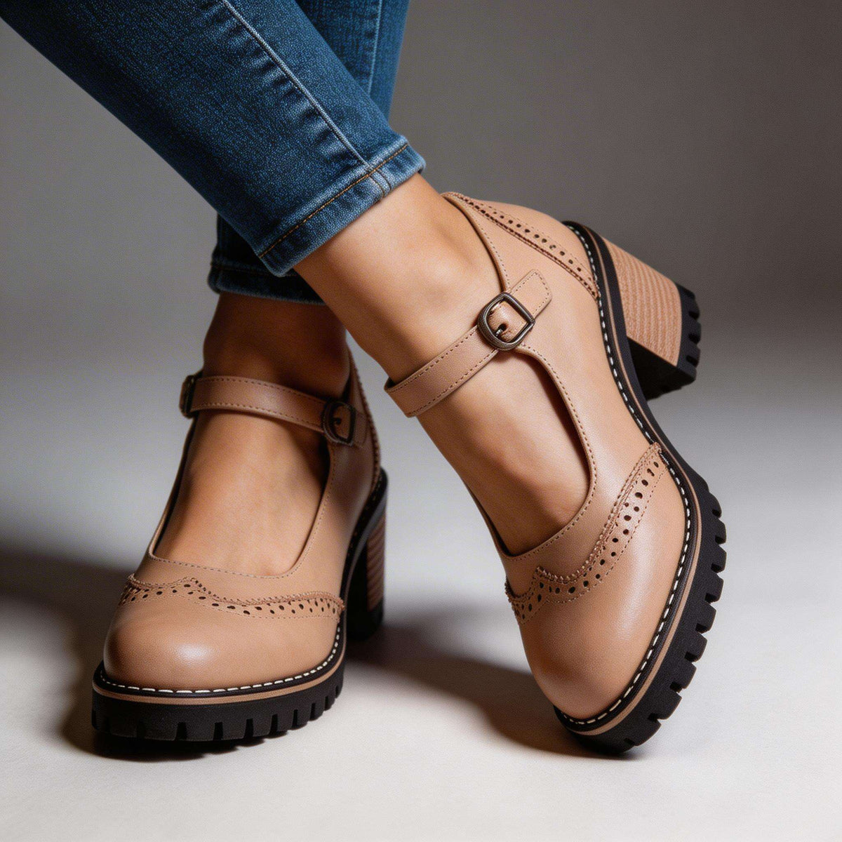 Eleanor™ | Classic Brogue Block Heels