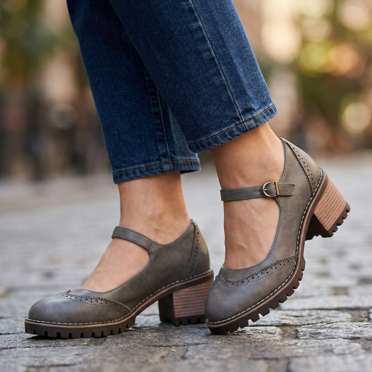 Eleanor™ | Classic Brogue Block Heels