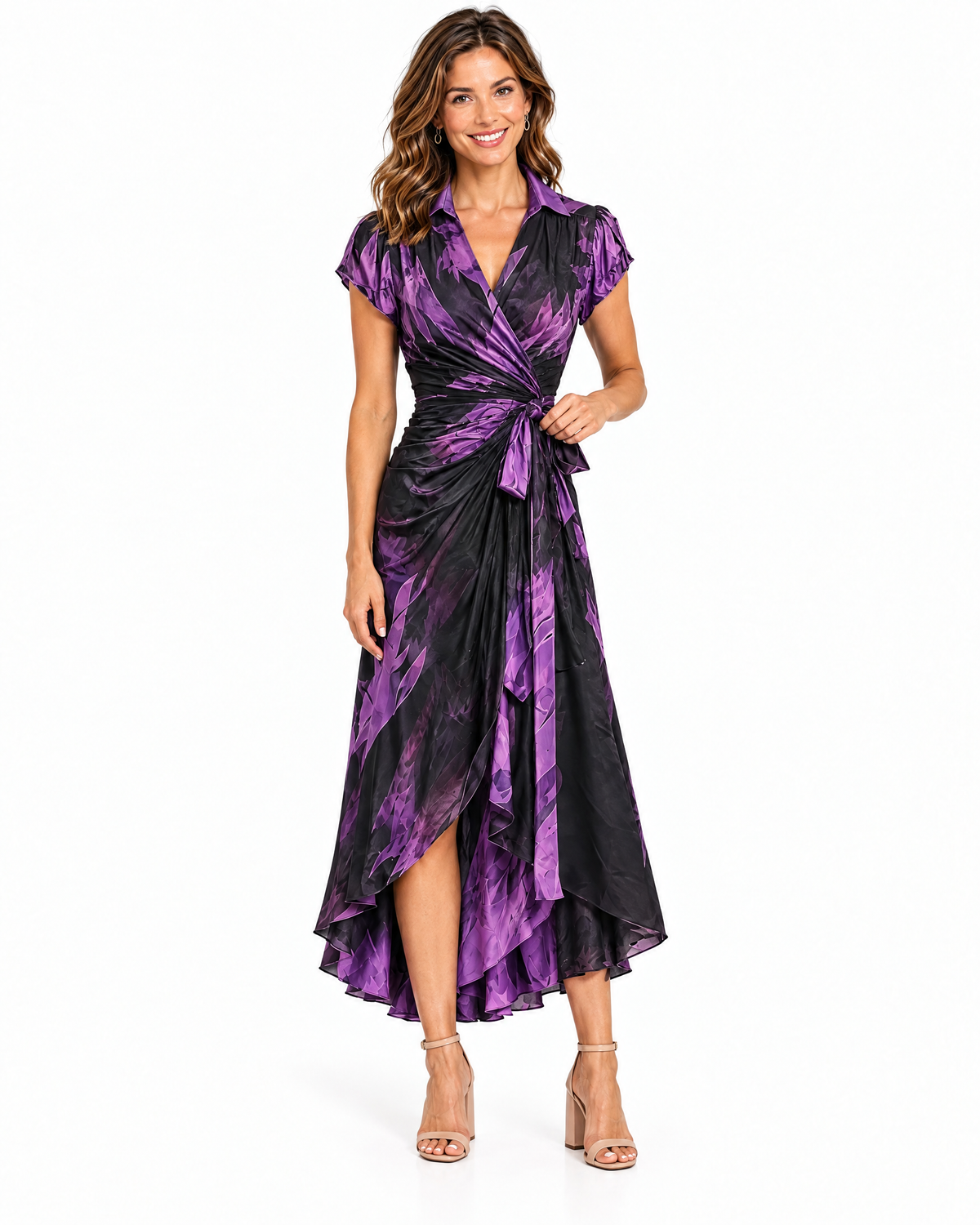 Florence | Abstract Wrap Midi Dress